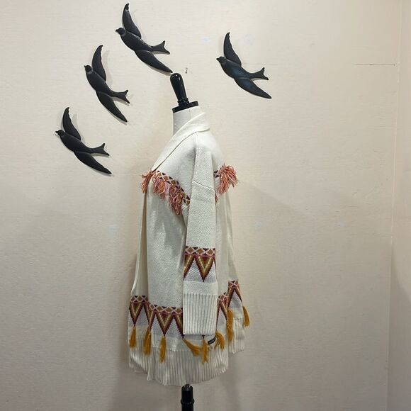 Matilda Jane Ginger Snap Fringe Moments With You Open Shawl Cardigan Sweater - M - Picture 9 of 15